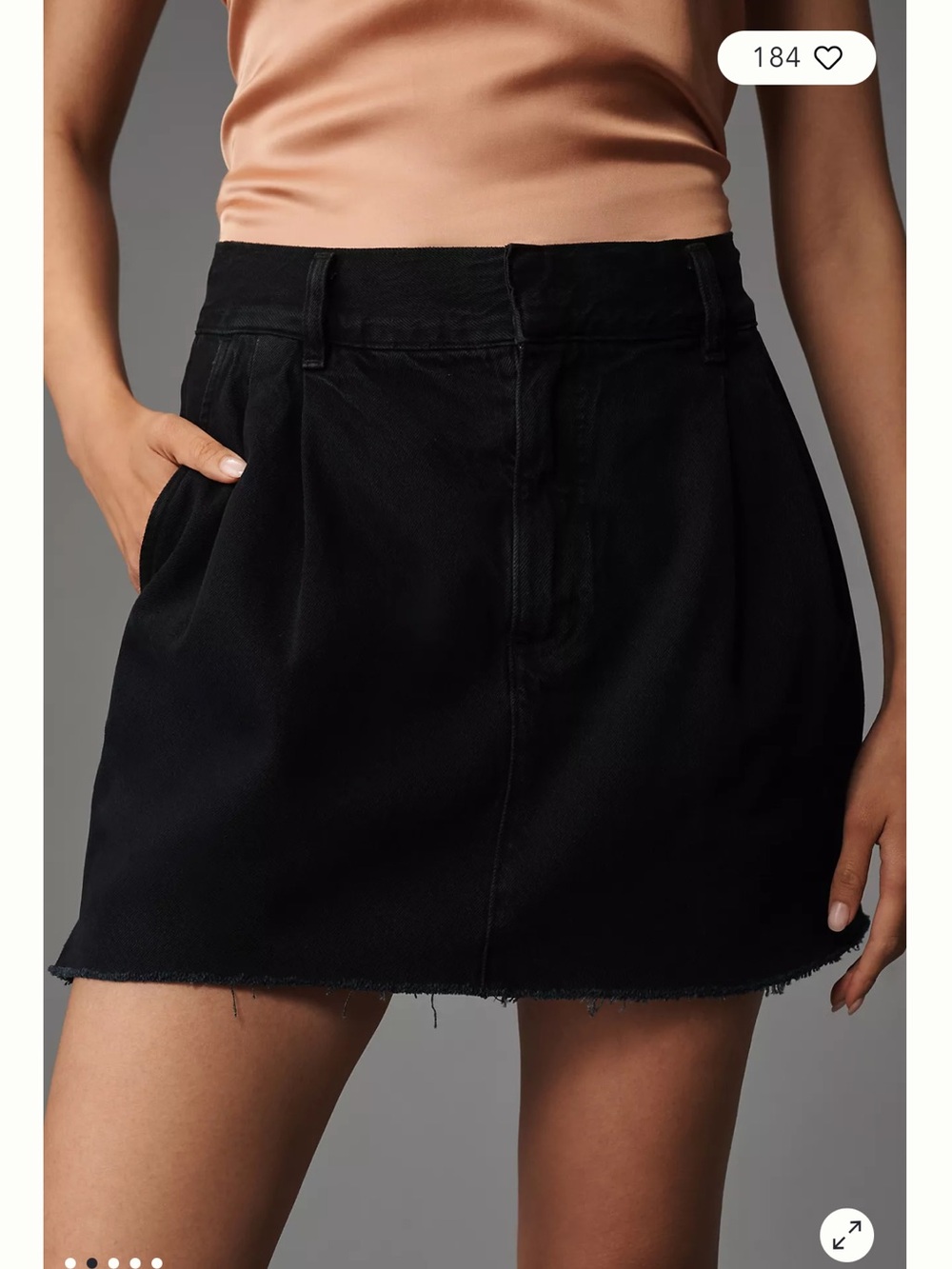 AGOLDE Becker Denim Mini Skirt Black Pleated Jean Skirt Women’s Size 26 NWT
